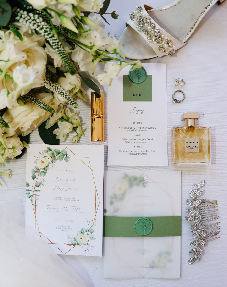 Luxe Green and White Wedding at Swarling Manor